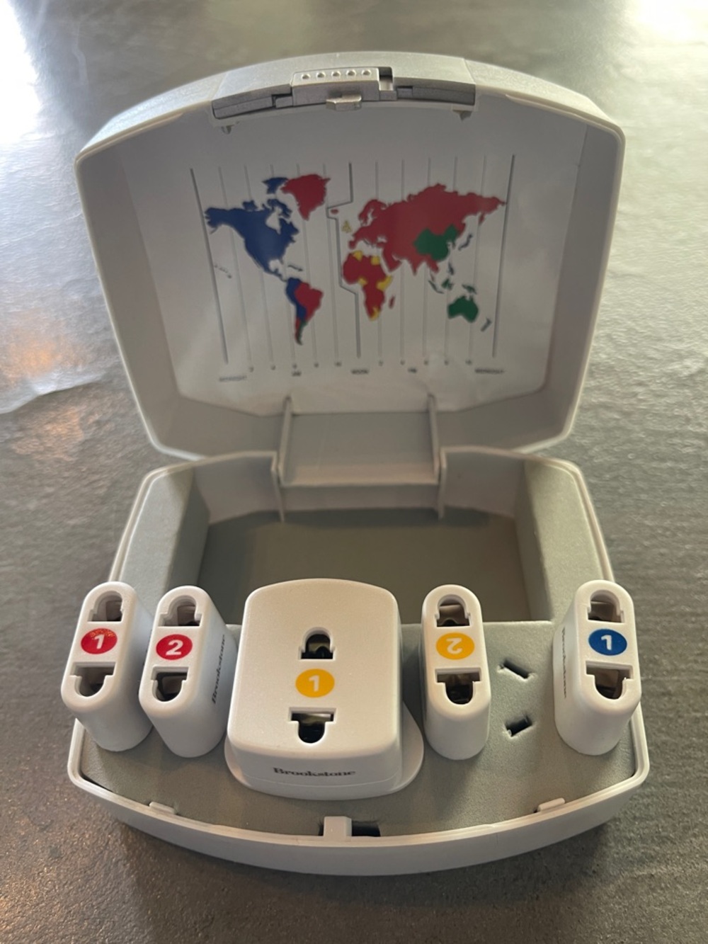Brookstone Universal Travel Adapter Set with Color-Coded Plugs
